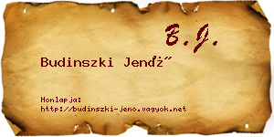 Budinszki Jenő névjegykártya